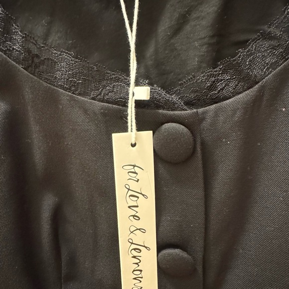 For Love And Lemons Black Lace-Trimmed Dress - Picture 3 of 6